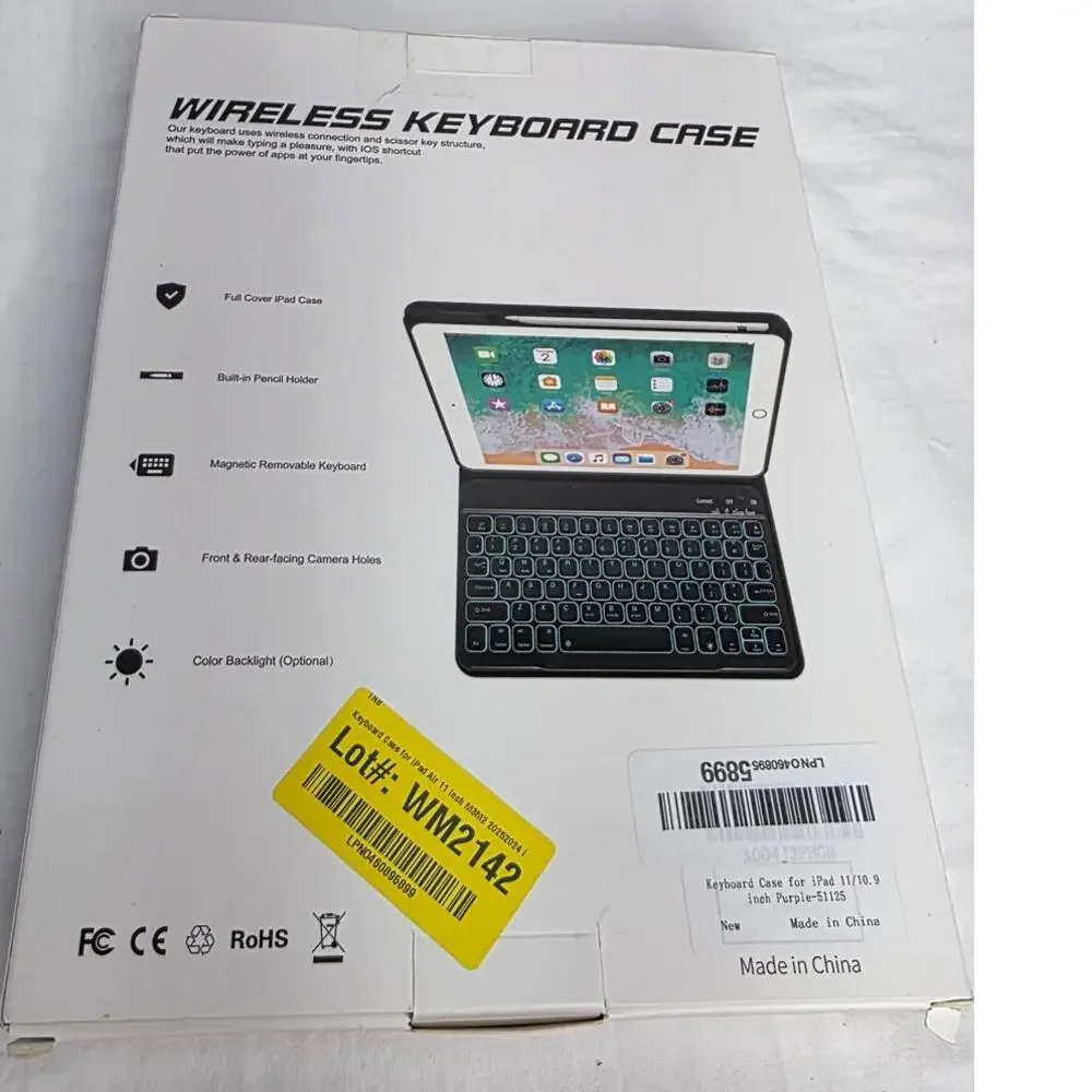 Purple Detachable Wireless Keyboard Case for iPad Air 11